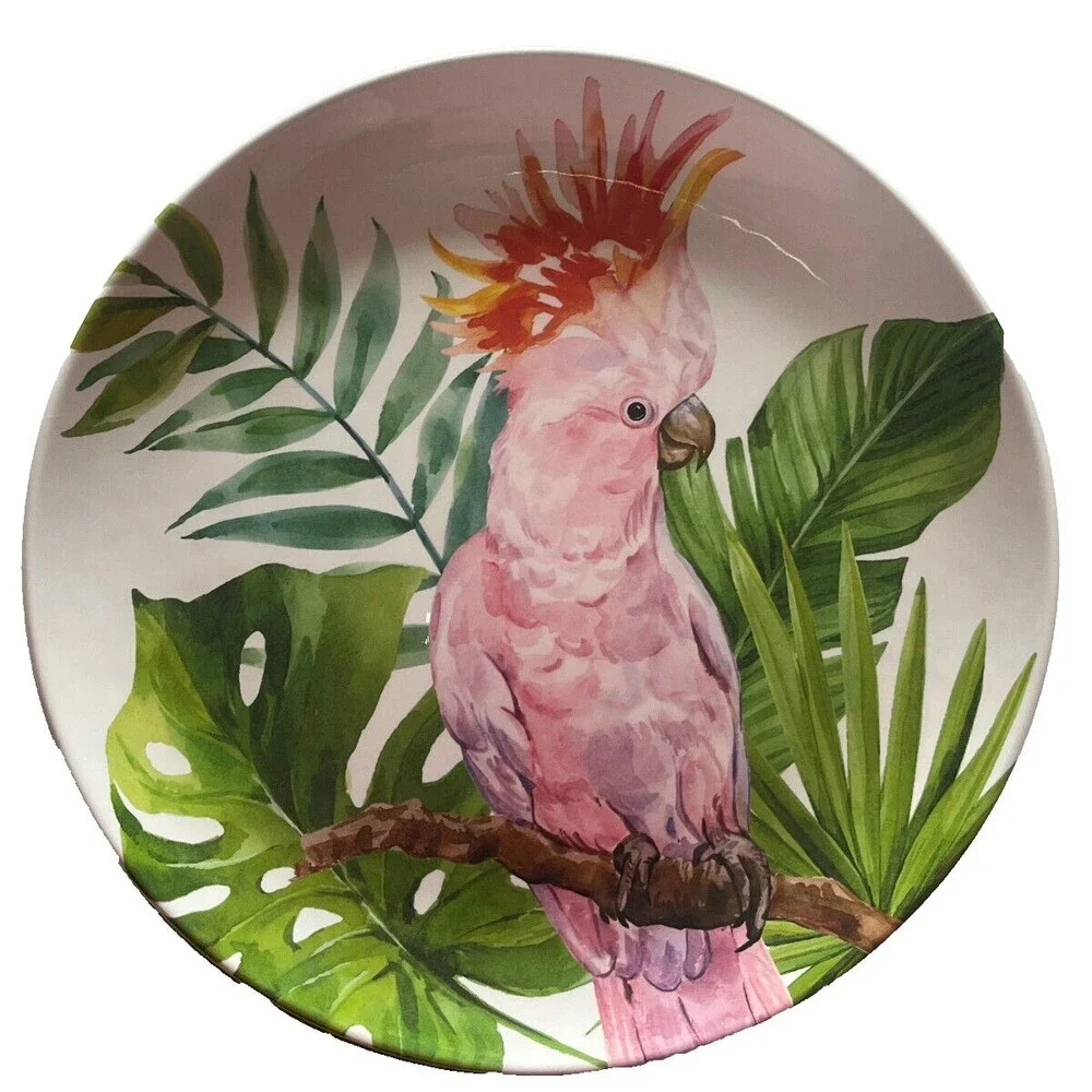 Tommy Bahama Birds Parrot Cockatiel Melamine Dinner Plates 11